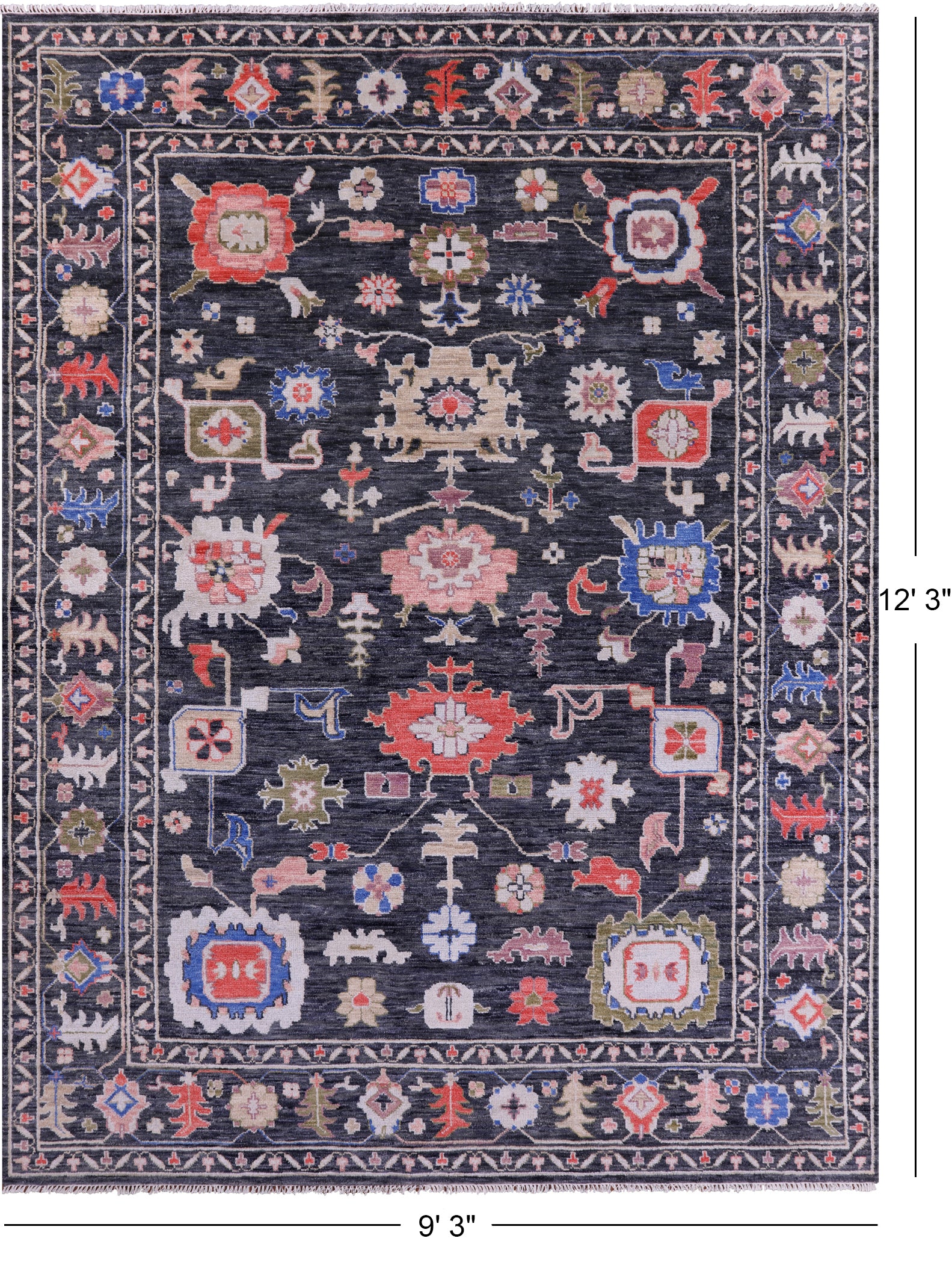 Grey Turkish Oushak Handmade Wool Rug - 9' 3" X 12' 3" - Golden Nile