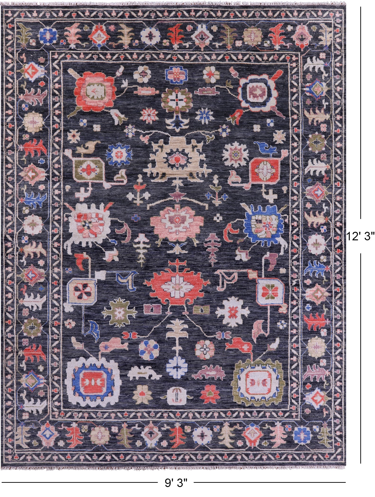Grey Turkish Oushak Handmade Wool Rug - 9' 3" X 12' 3" - Golden Nile