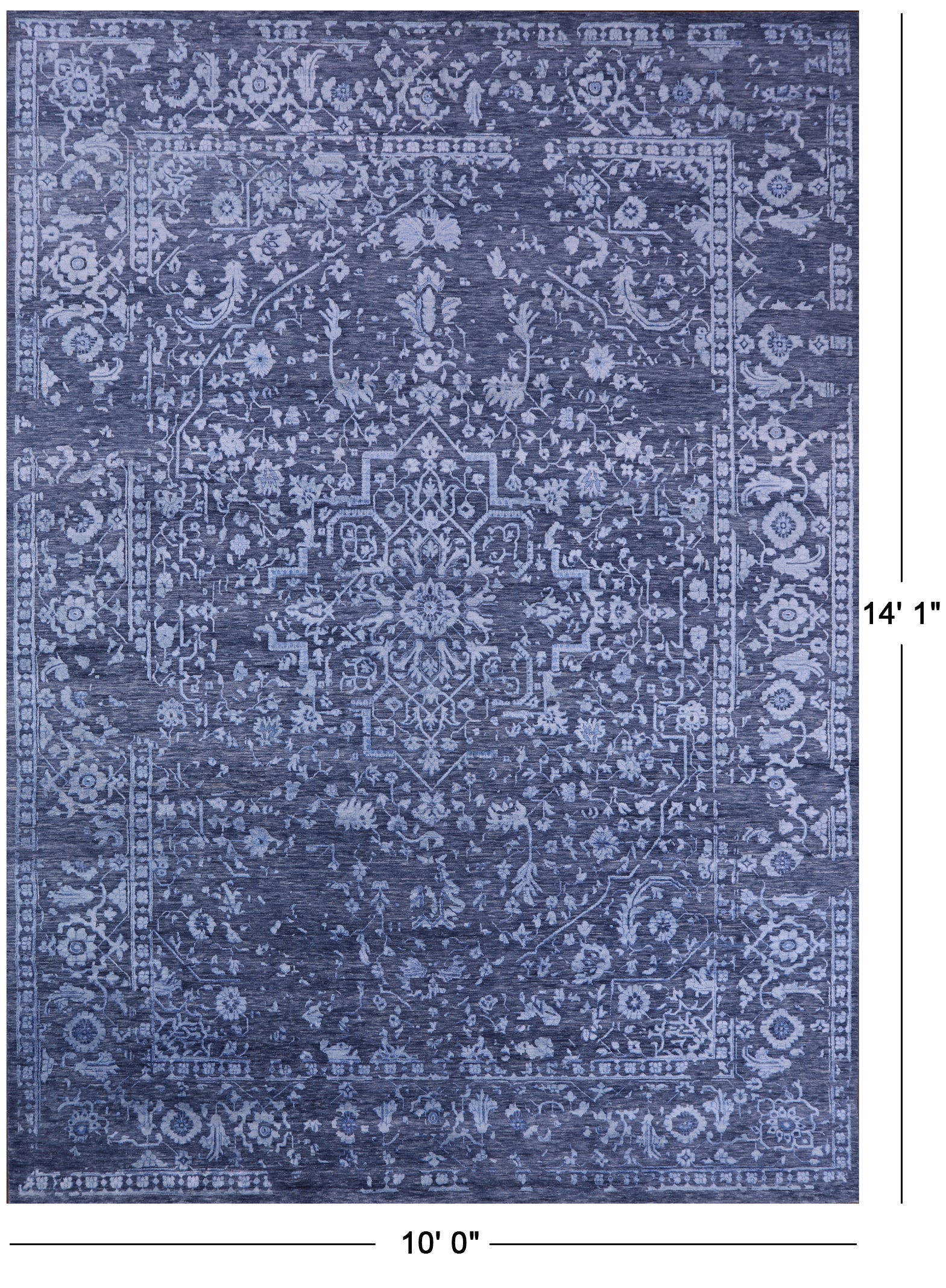 Grey Contemporary Handmade Wool & Silk Rug - 10' 0" X 14' 1" - Golden Nile