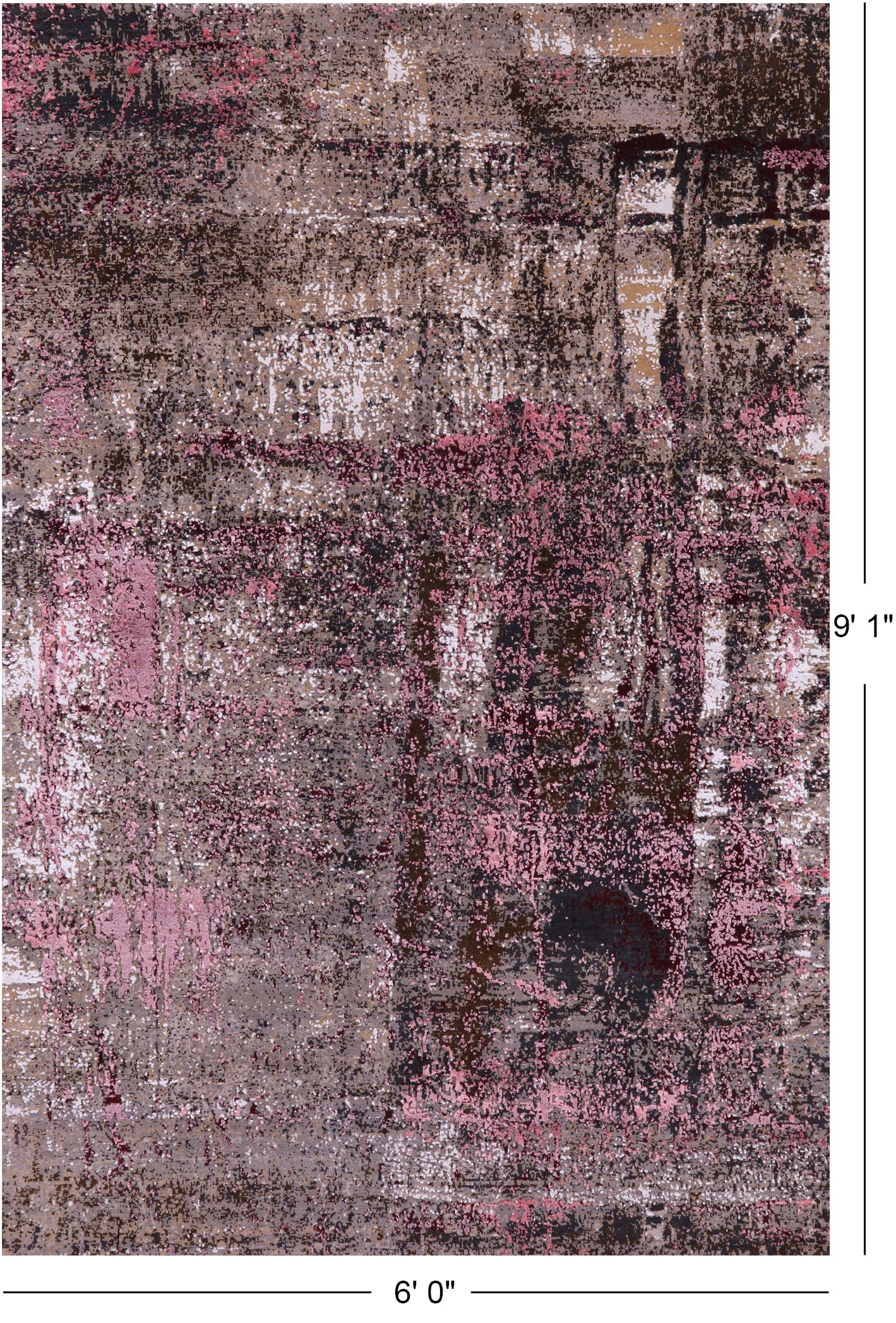 Abstract Modern Handmade Wool & Silk Rug - 6' 0" X 9' 1" - Golden Nile