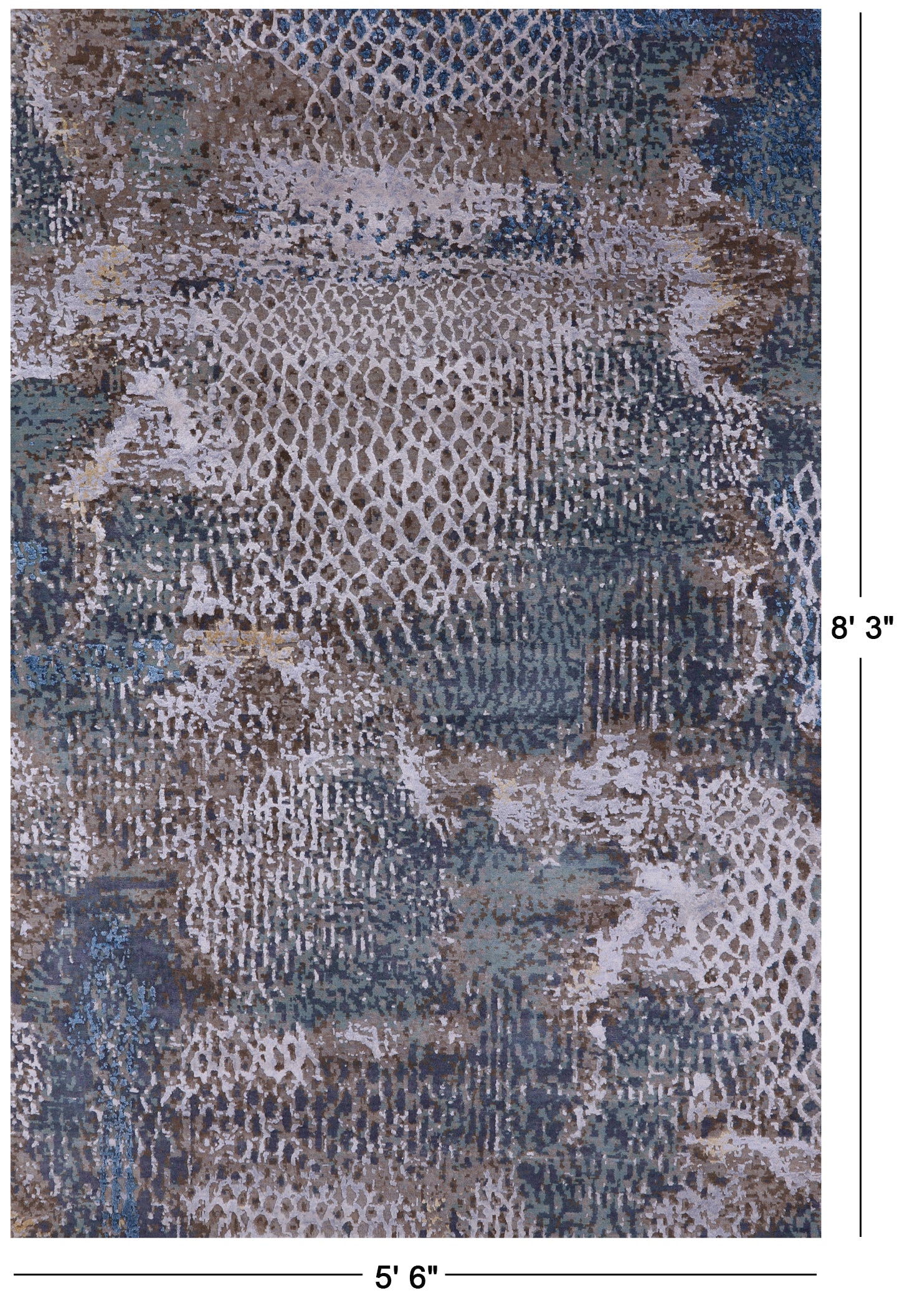 Animal Print Design Contemporary Hand Knotted Wool & Silk Rug - 5' 6" X 8' 3" - Golden Nile