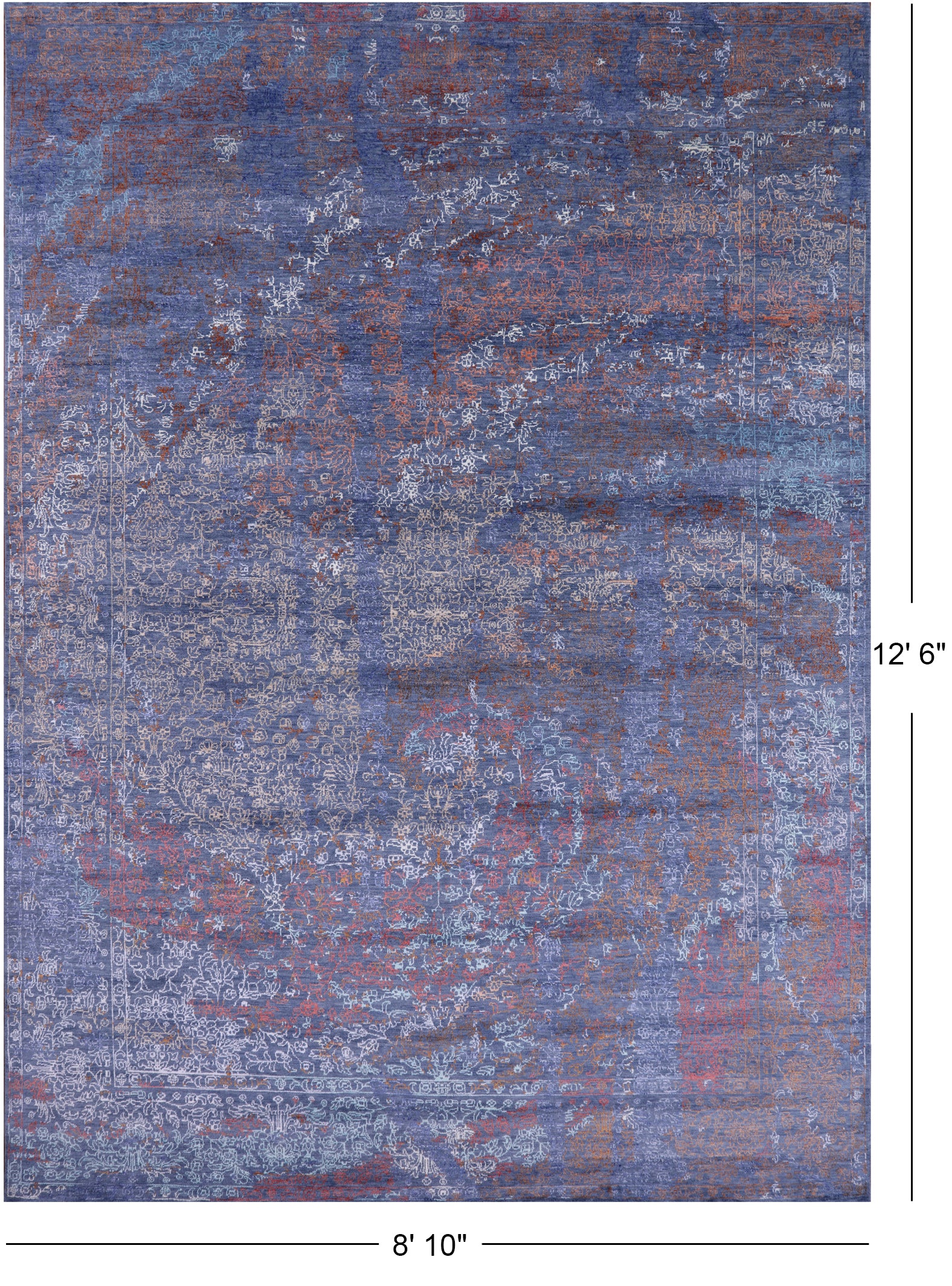 Modern Hand Knotted Wool & Silk Rug - 8' 10" X 12' 6" - Golden Nile