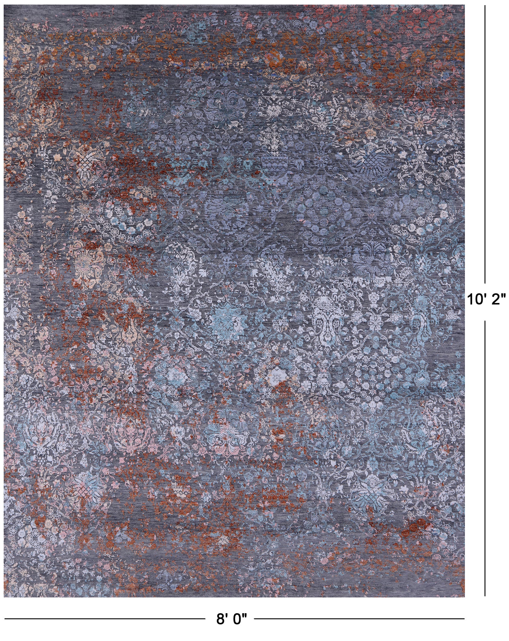 Contemporary Hand Knotted Wool & Silk Rug - 8' 0" X 10' 2" - Golden Nile