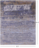 Abstract Contemporary Hand Knotted Wool & Silk Rug - 8' 0" X 9' 11" - Golden Nile