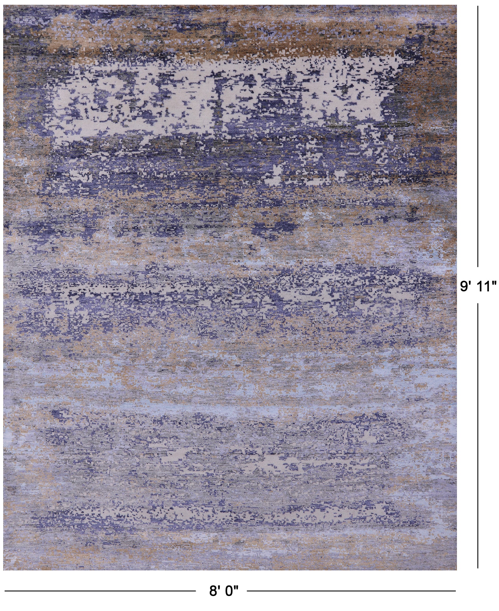 Abstract Contemporary Hand Knotted Wool & Silk Rug - 8' 0" X 9' 11" - Golden Nile