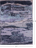 Abstract Modern Hand Knotted Wool & Silk Rug - 9' 0" X 11' 10" - Golden Nile
