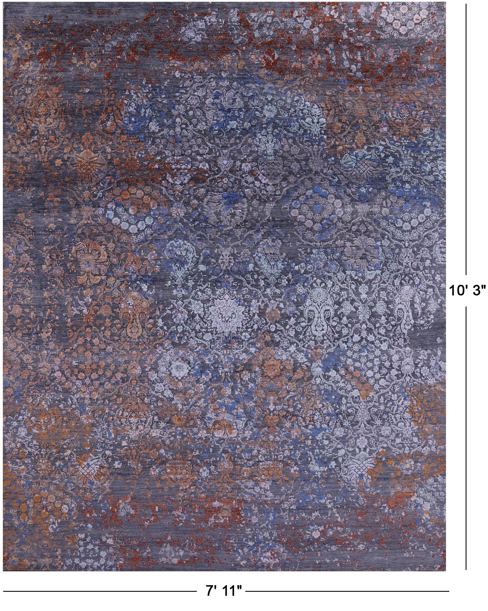 Modern Hand Knotted Wool & Silk Rug - 7' 11" X 10' 3" - Golden Nile