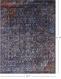 Black Modern Hand Knotted Wool & Silk Rug - 9' 1" X 11' 11" - Golden Nile