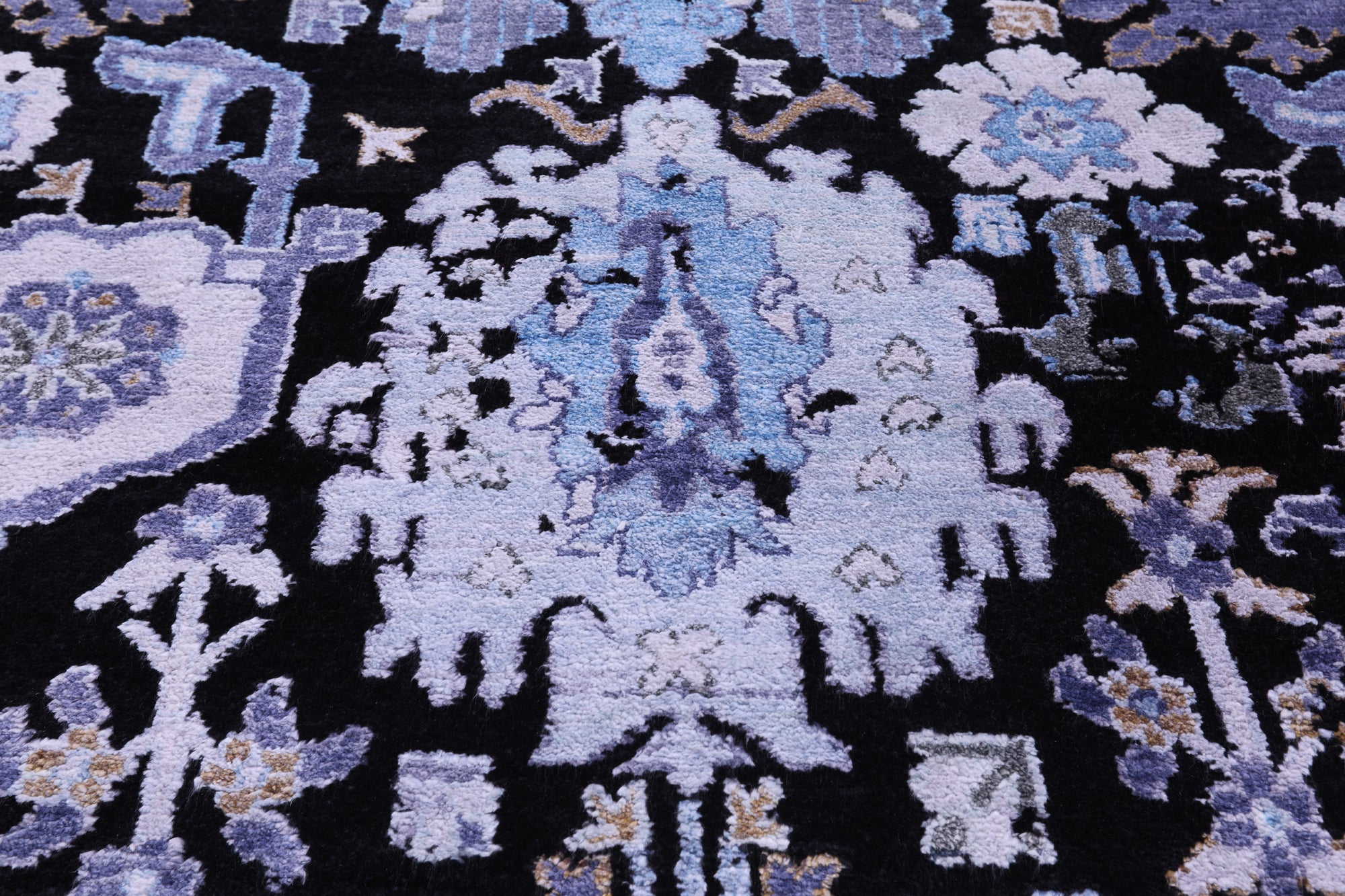 SUPER SALE Black Modern Handmade Wool & Silk Rug - 8' 11" X 12' 2"