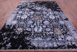 SUPER SALE Black Modern Handmade Wool & Silk Rug - 8' 11" X 12' 2"