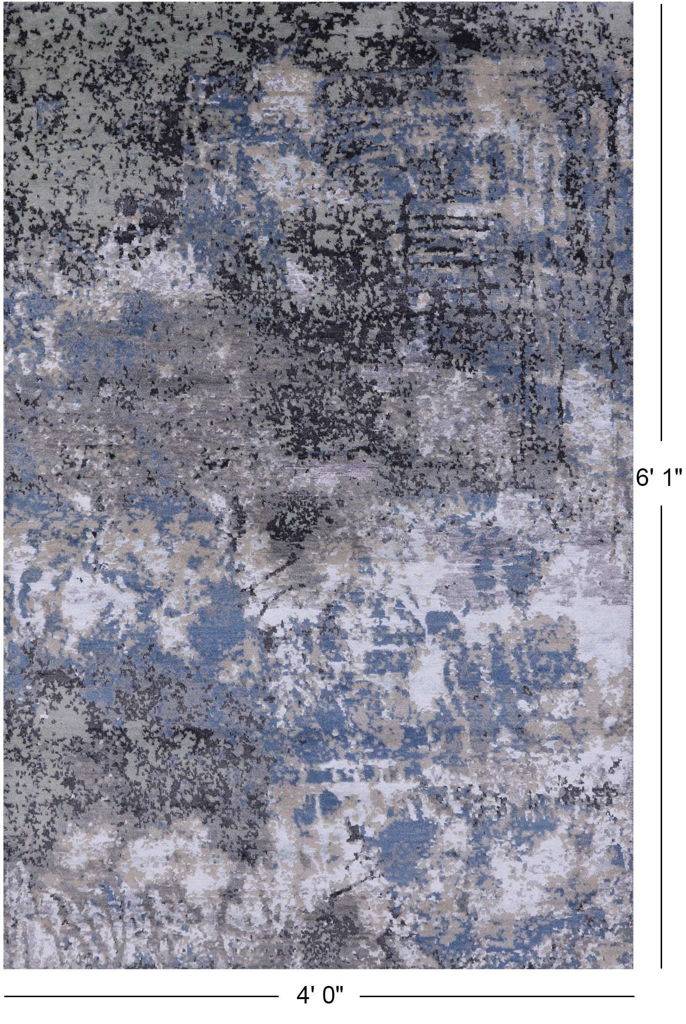 Abstract Contemporary Hand Knotted Wool & Silk Rug - 4' 0" X 6' 1" - Golden Nile