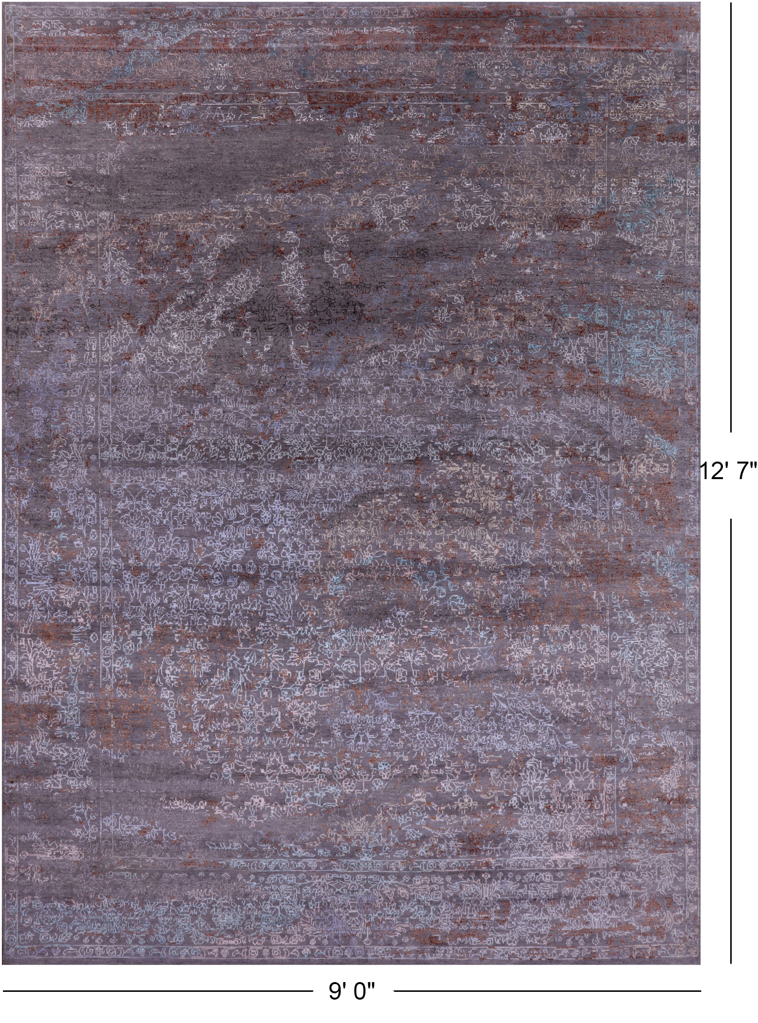 Modern Handmade Wool & Silk Rug - 9' 0" X 12' 7" - Golden Nile