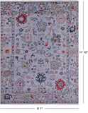 Light Blue Turkish Oushak Hand Knotted Wool Rug - 9' 1" X 11' 10" - Golden Nile
