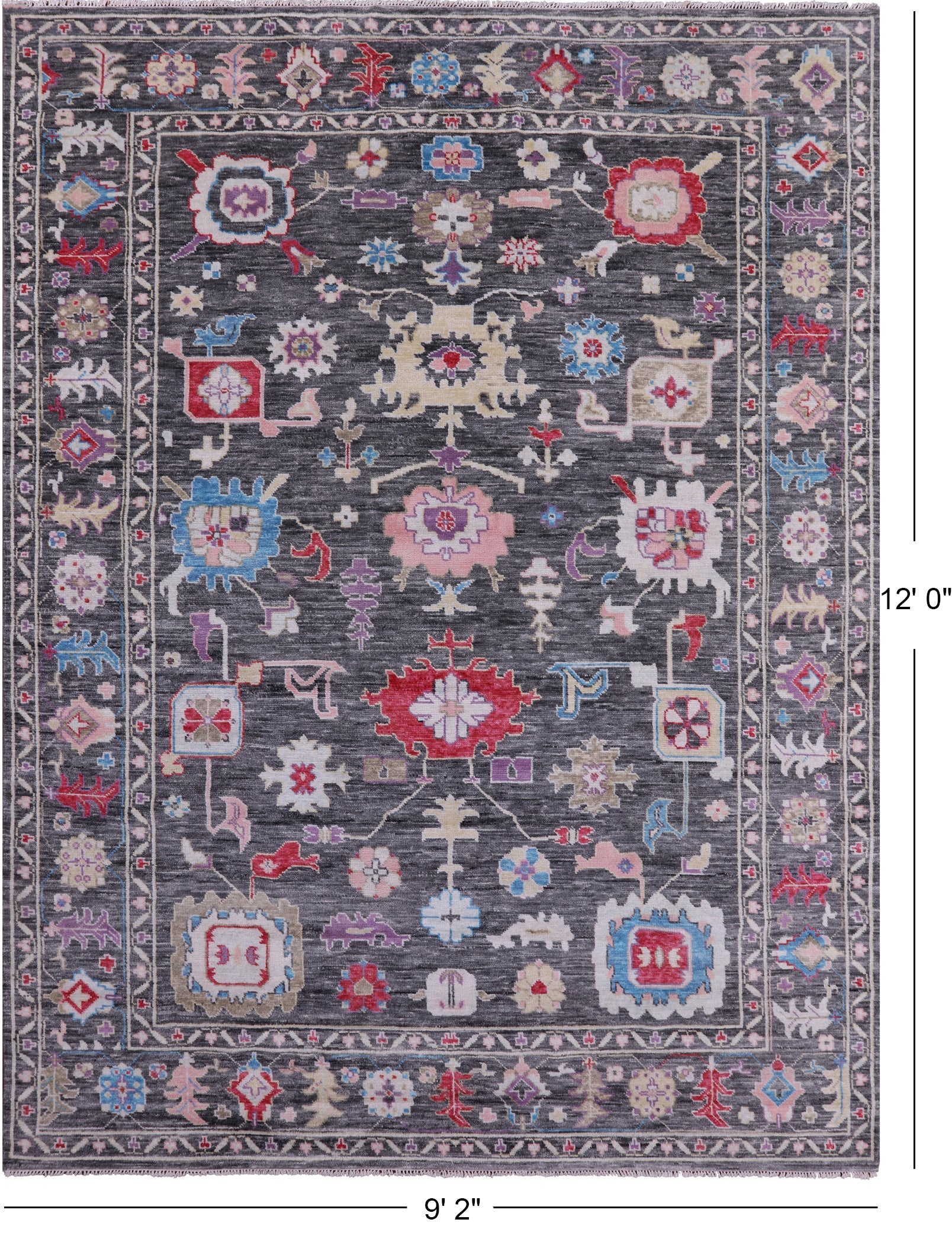 Grey Turkish Oushak Hand Knotted Wool Rug - 9' 2" X 12' 0" - Golden Nile