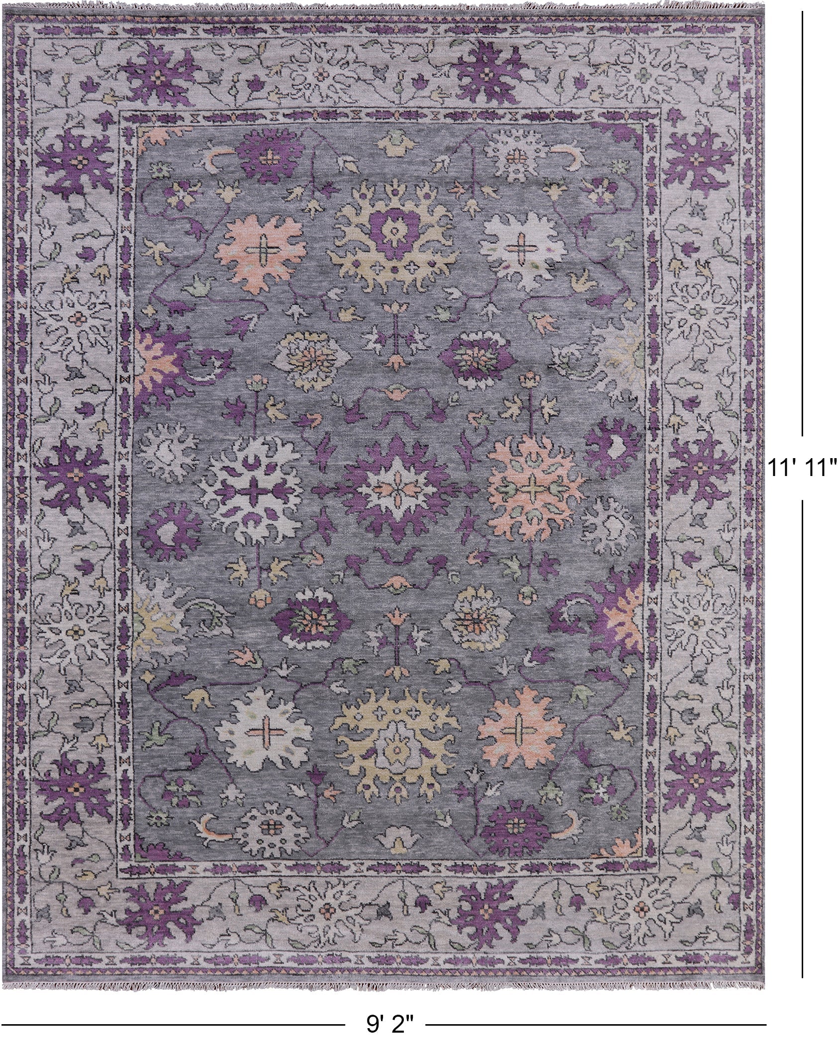 Grey Turkish Oushak Hand Knotted Wool Rug - 9' 2" X 11' 11" - Golden Nile
