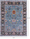 Blue Turkish Oushak Hand Knotted Wool Rug - 9' 3" X 12' 3" - Golden Nile
