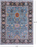 Blue Turkish Oushak Hand Knotted Wool Rug - 9' 3" X 12' 3" - Golden Nile