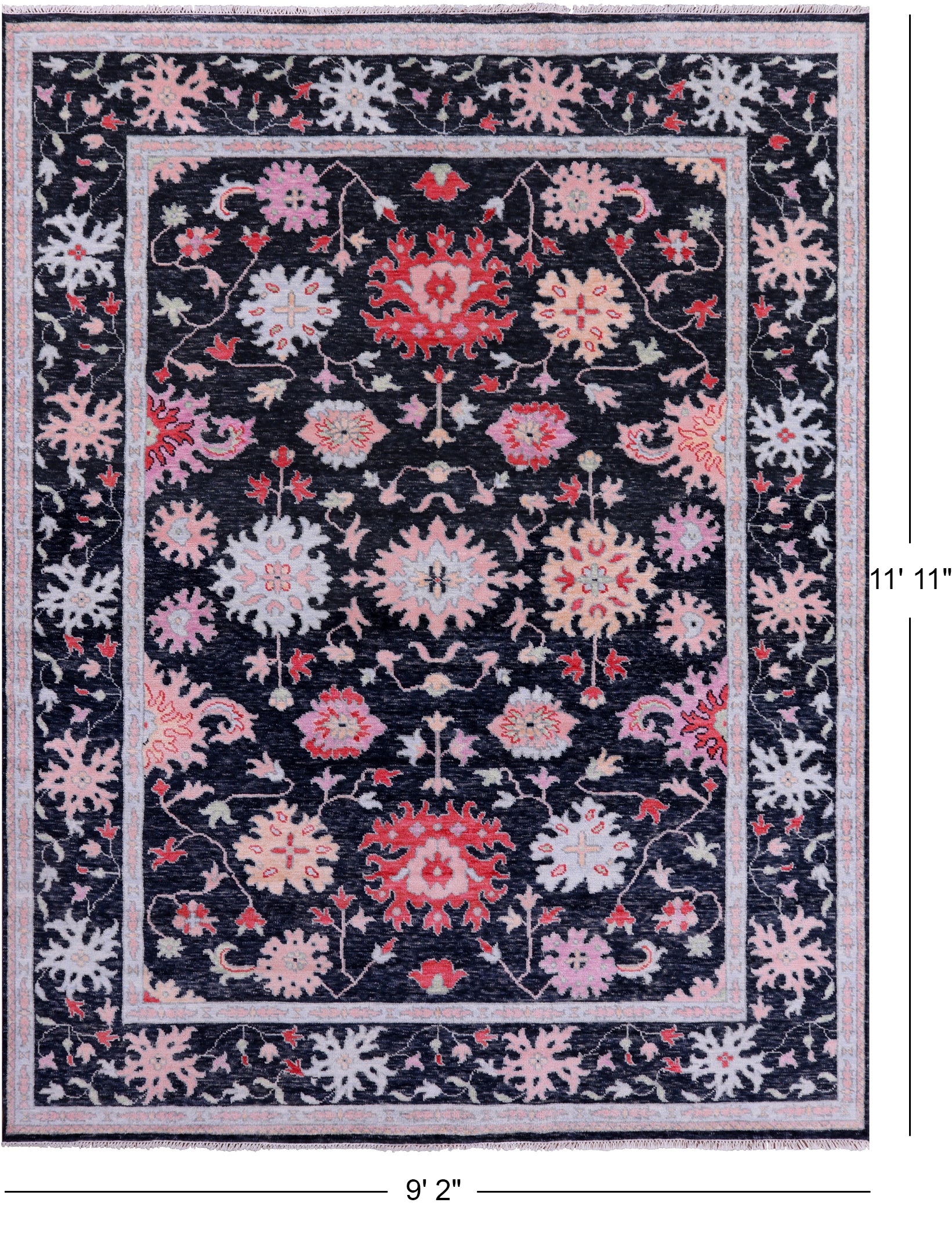 Grey Turkish Oushak Handmade Wool Rug - 9' 2" X 11' 11" - Golden Nile