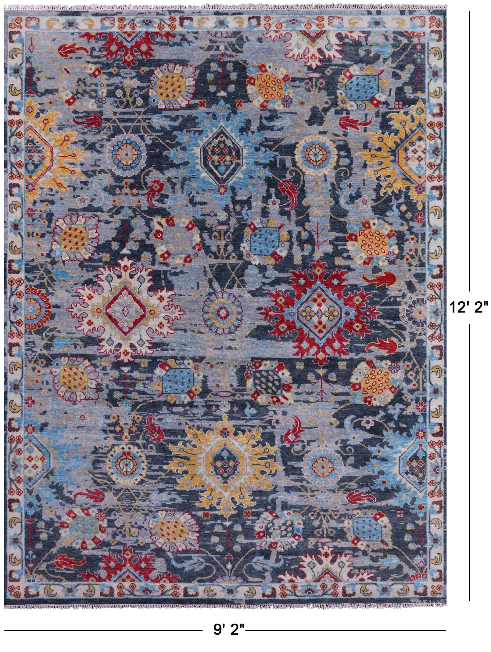 Turkish Oushak Hand Knotted Wool Rug - 9' 2" X 12' 2" - Golden Nile