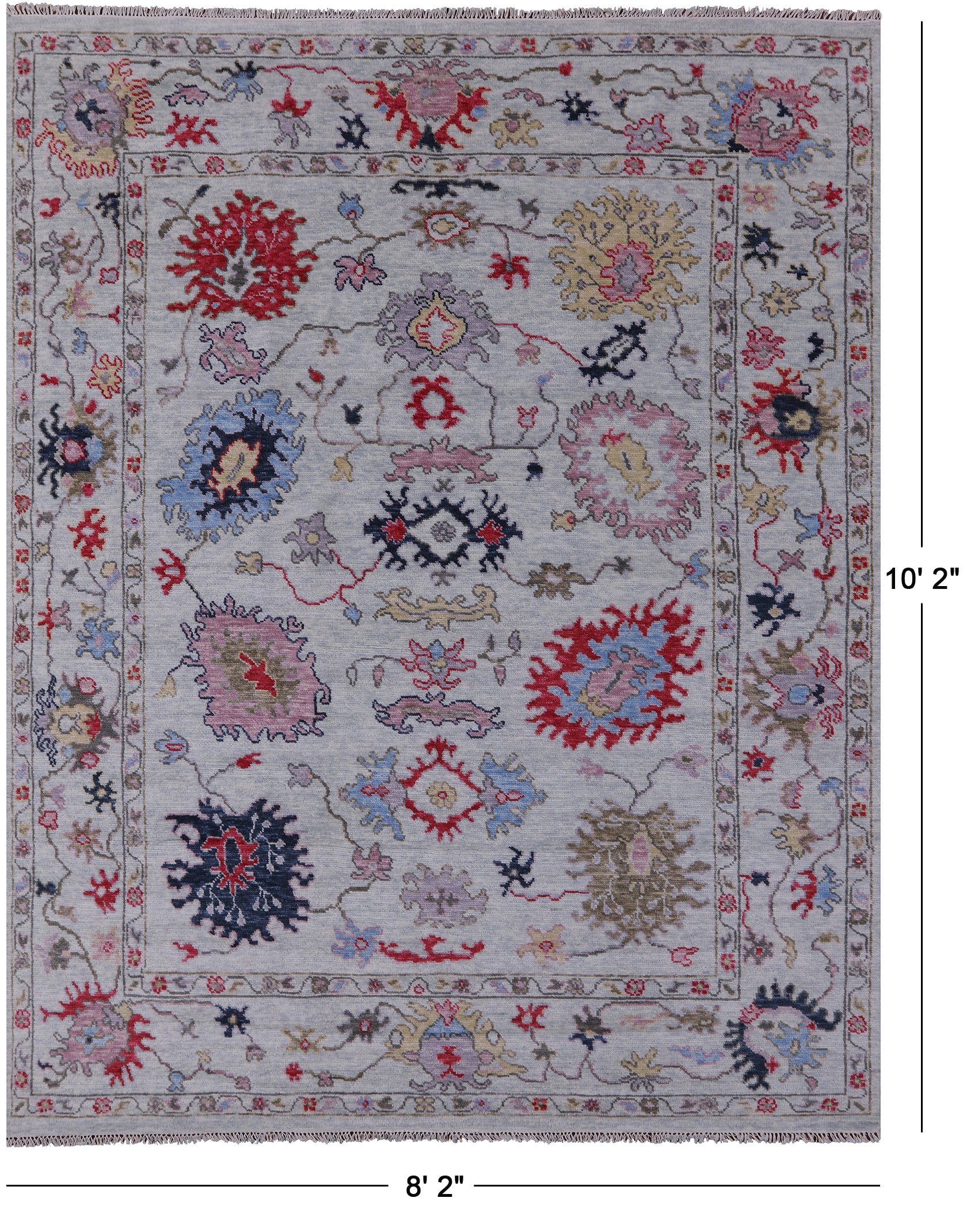 Blue Turkish Oushak Hand Knotted Wool Rug - 8' 2" X 10' 2" - Golden Nile