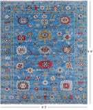 Blue Turkish Oushak Hand Knotted Wool Rug - 8' 3" X 9' 9" - Golden Nile