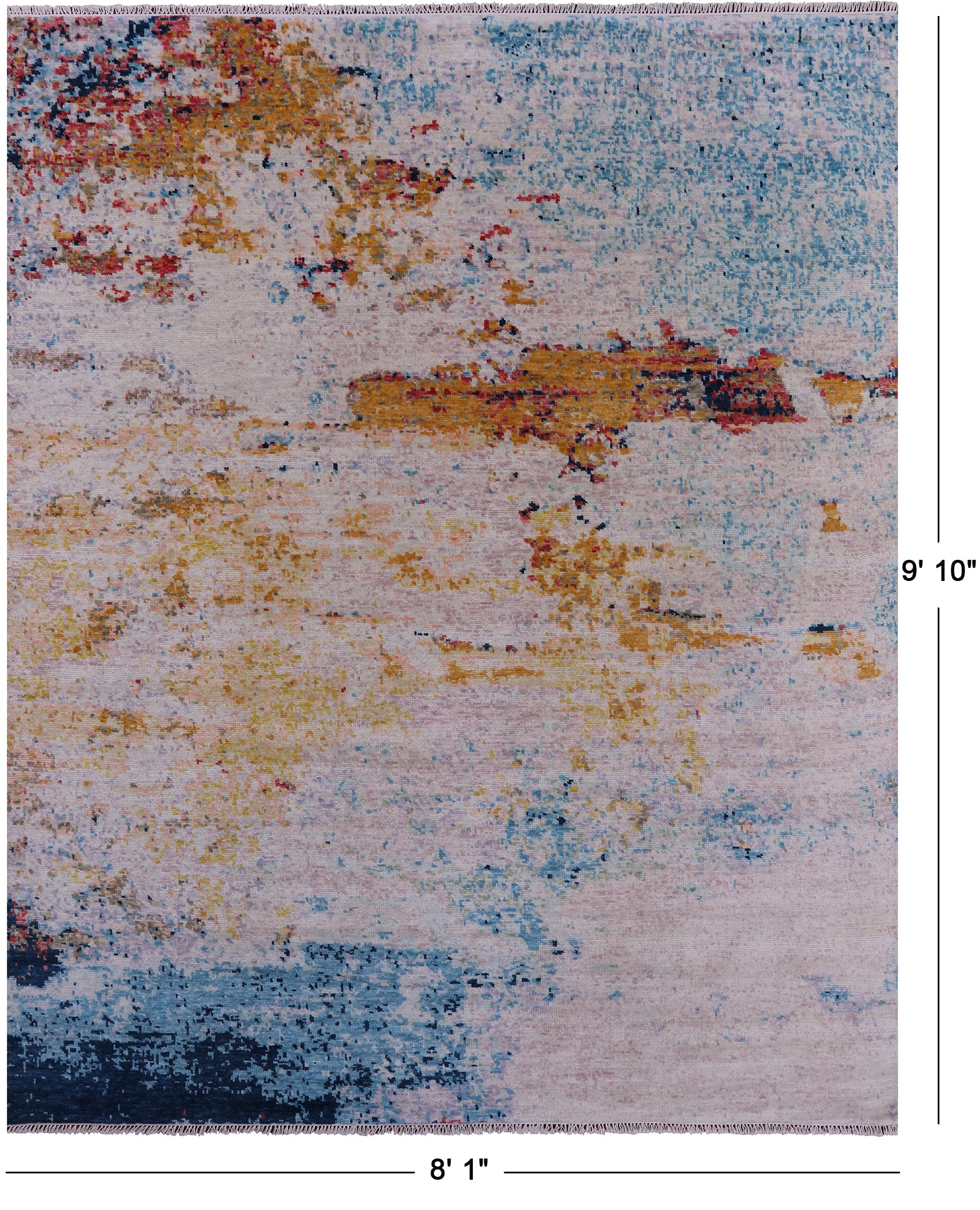 Modern Hand Knotted Wool Rug - 8' 1" X 9' 10" - Golden Nile