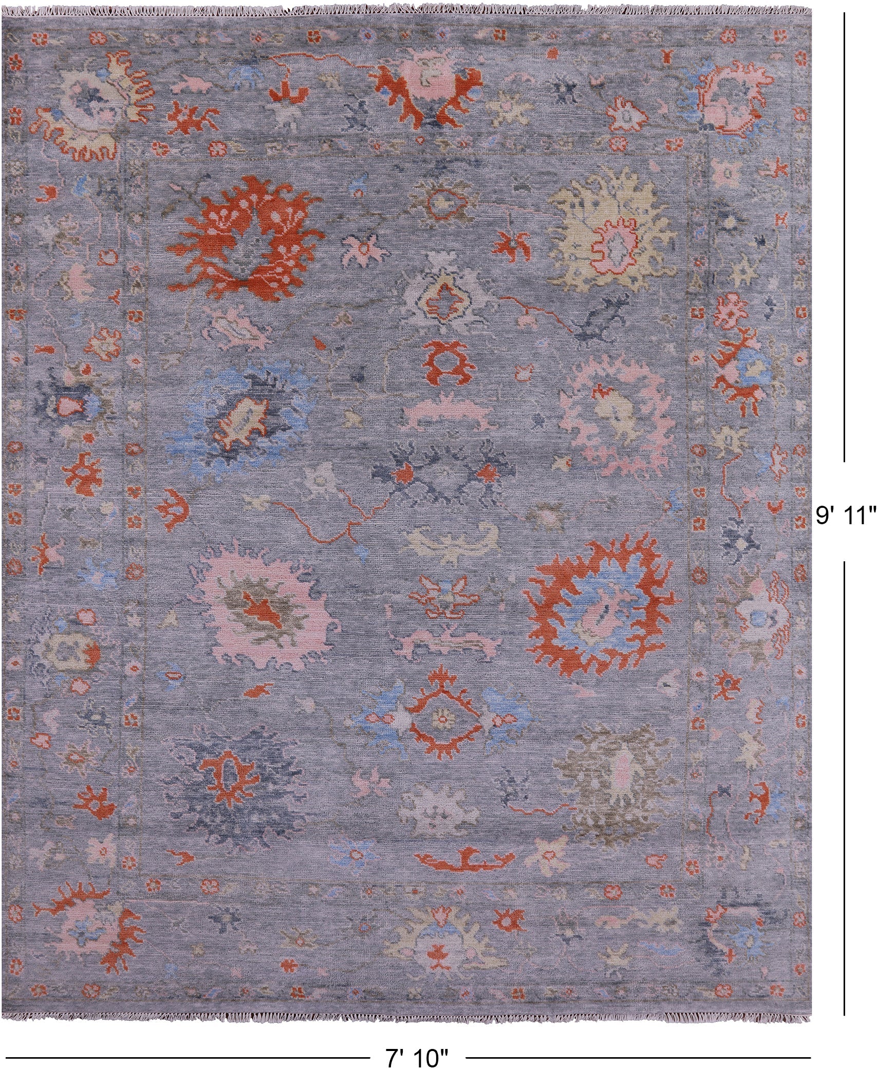 Turkish Oushak Hand Knotted Wool Rug - 7' 10" X 9' 11" - Golden Nile