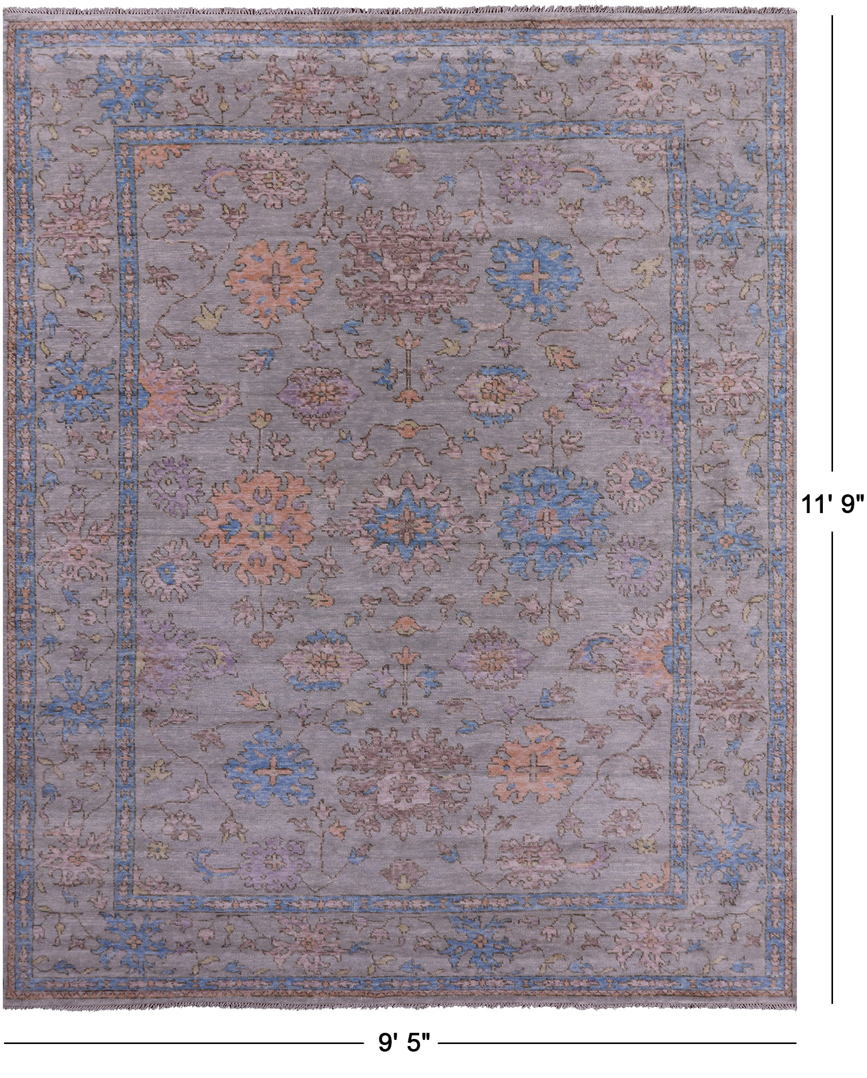 Turkish Oushak Handmade Wool Rug - 9' 5" X 11' 9" - Golden Nile