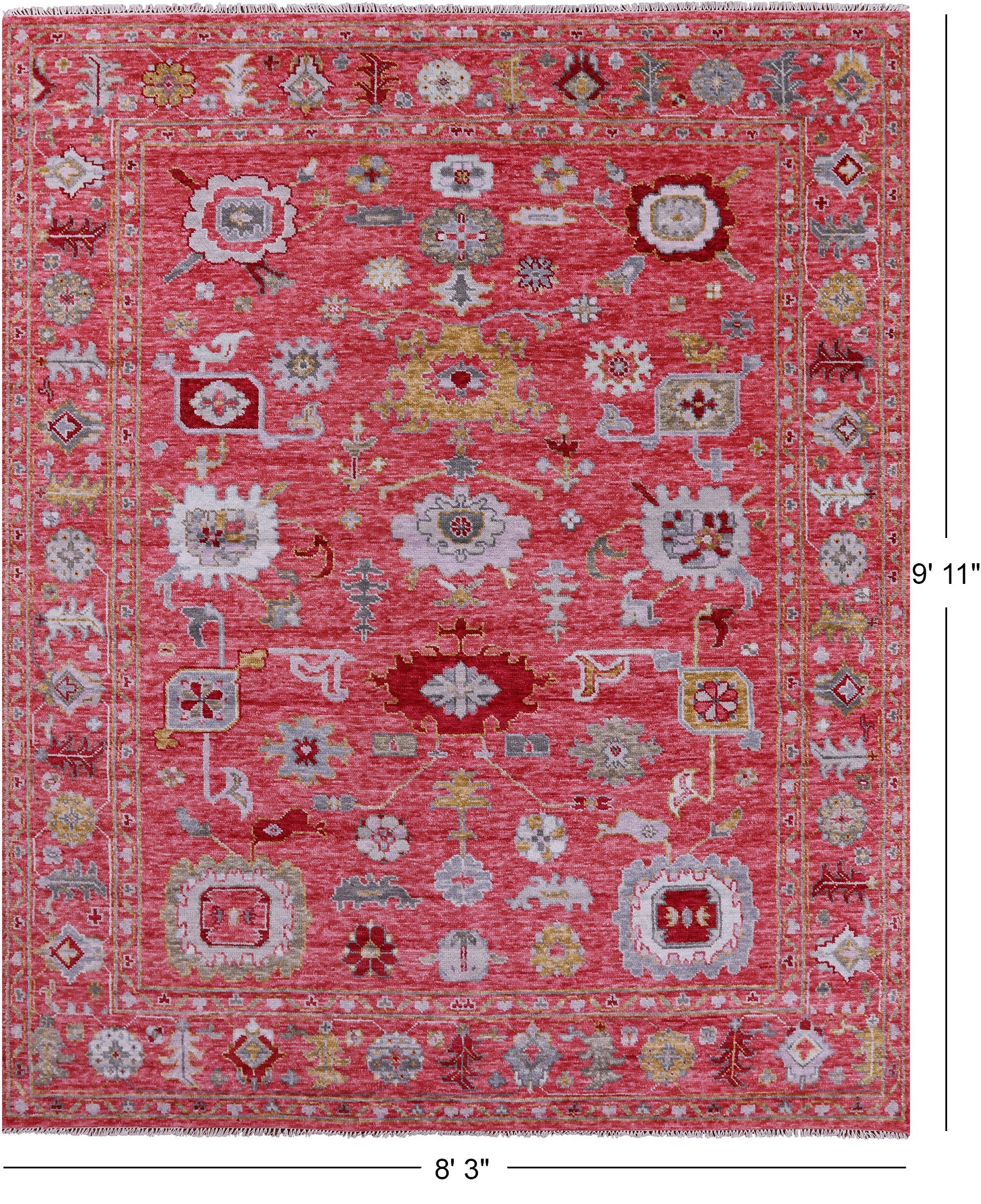 Turkish Oushak Hand Knotted Wool Rug - 8' 3" X 9' 11" - Golden Nile