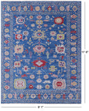 Blue Turkish Oushak Hand Knotted Wool Rug - 9' 1" X 11' 6" - Golden Nile