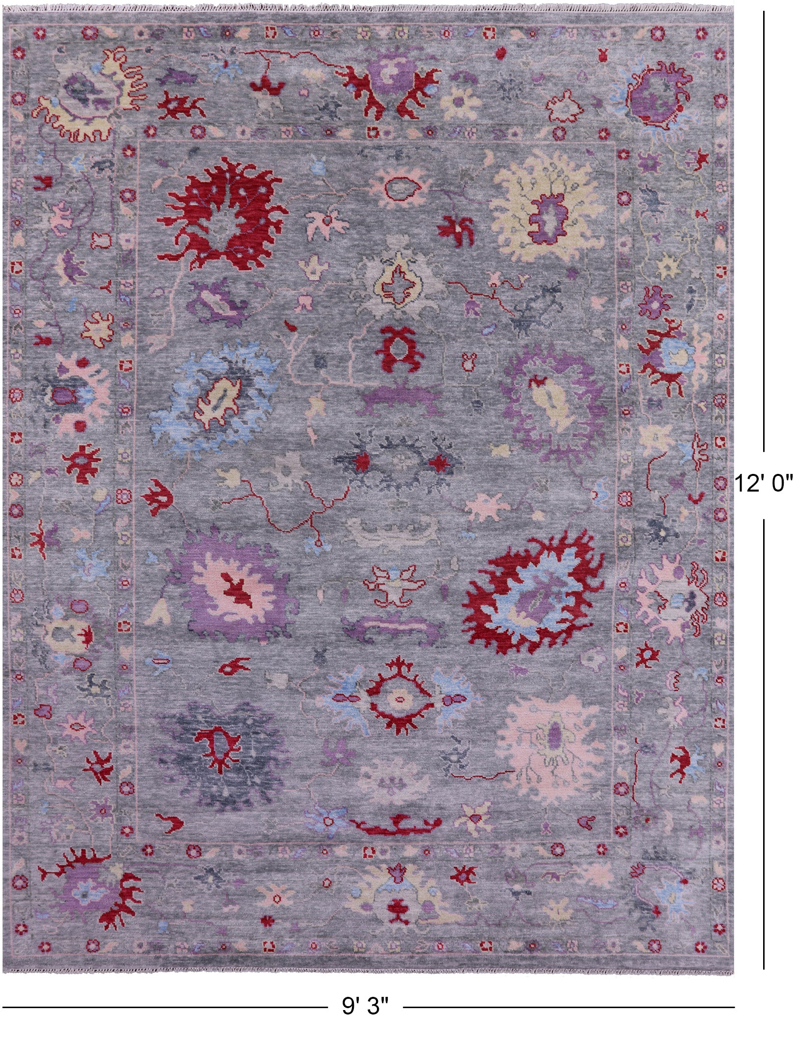 Grey Turkish Oushak Handmade Wool Rug - 9' 3" X 12' 0" - Golden Nile