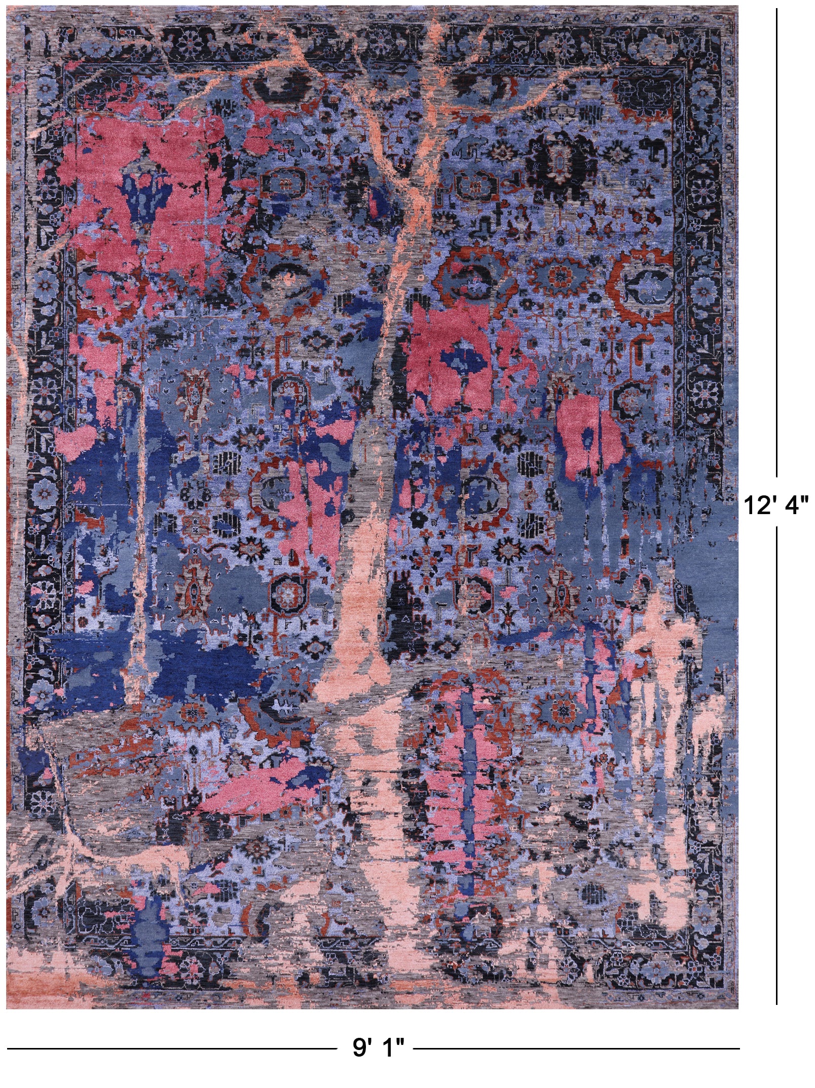Modern Hand Knotted Wool & Silk Rug - 9' 1" X 12' 4" - Golden Nile