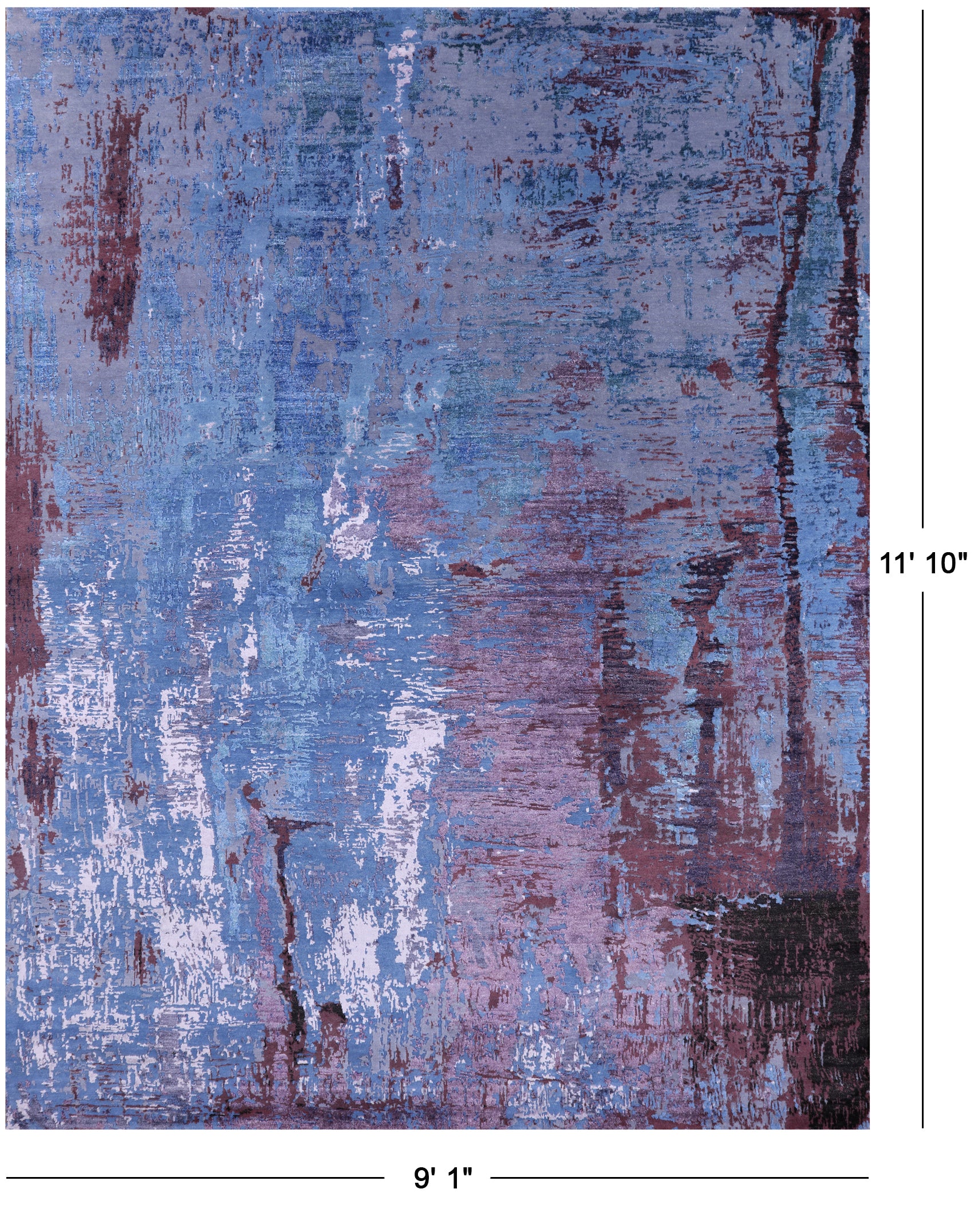 Modern Handmade Wool & Silk Rug - 9' 1" X 11' 10" - Golden Nile