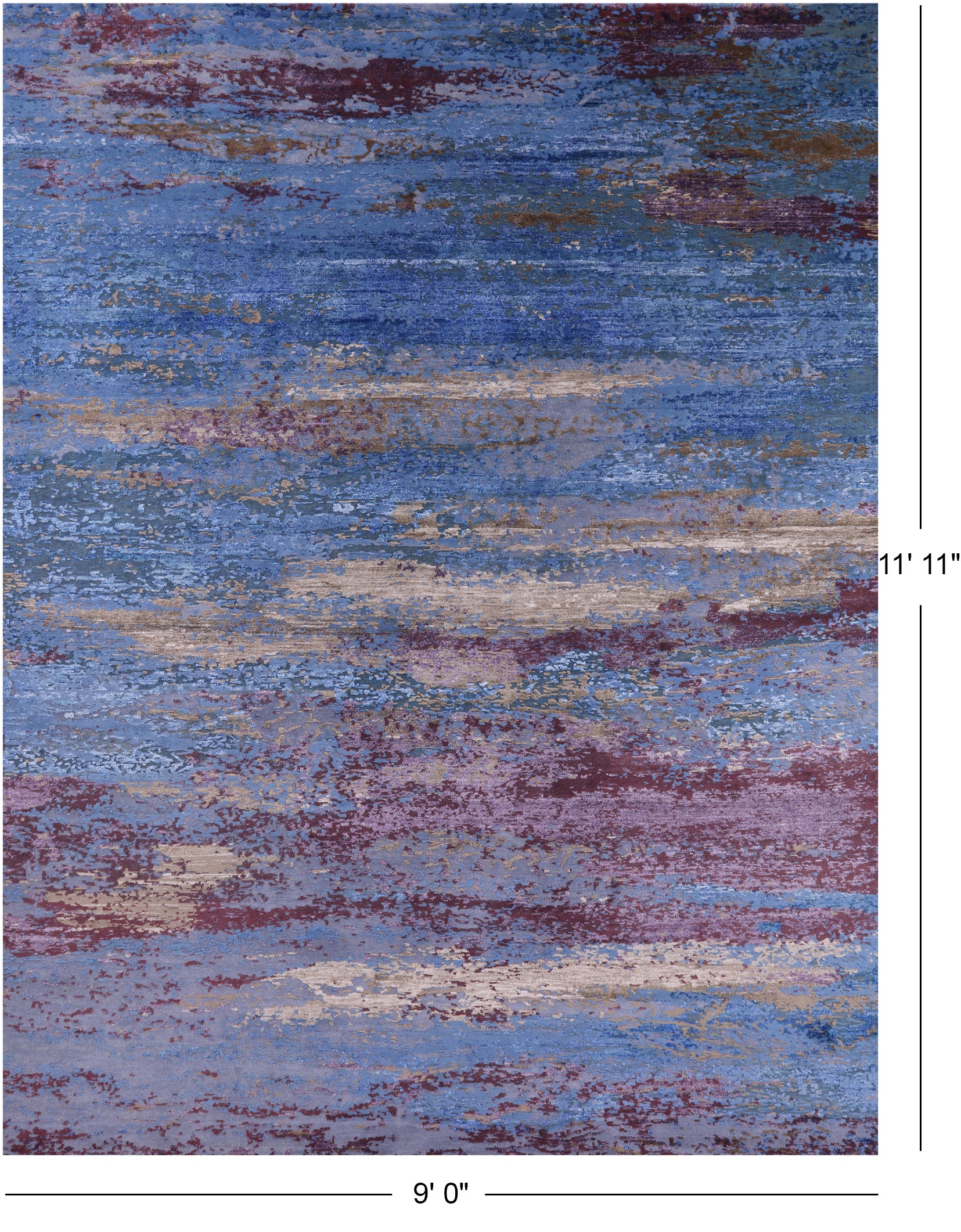Modern Hand Knotted Wool & Silk Rug - 9' 0" X 11' 11" - Golden Nile