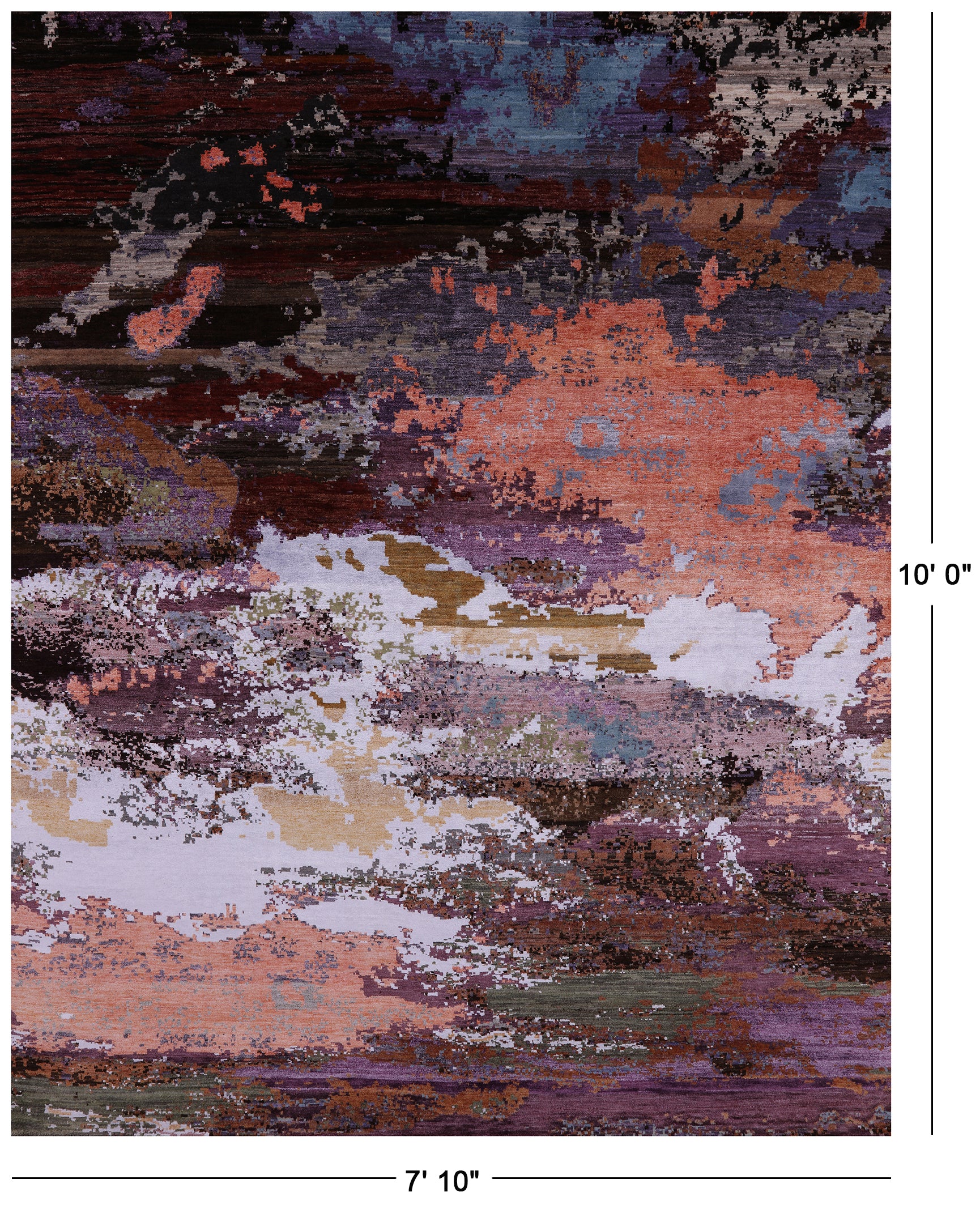Abstract Contemporary Hand Knotted Wool & Silk Rug - 7' 10" X 10' 0" - Golden Nile