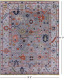 Grey Turkish Oushak Handmade Wool Rug - 9' 5" X 11' 7" - Golden Nile