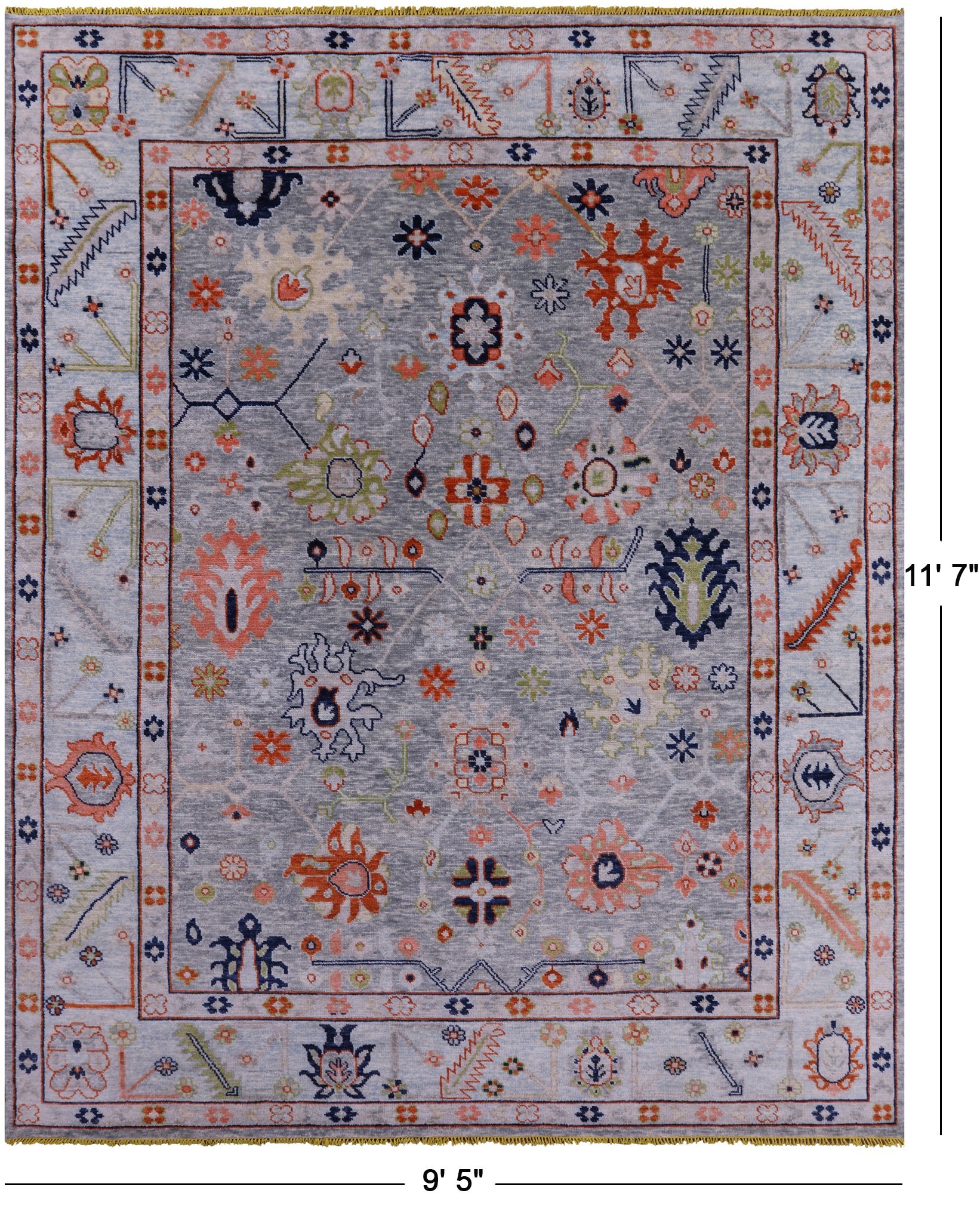 Grey Turkish Oushak Handmade Wool Rug - 9' 5" X 11' 7" - Golden Nile