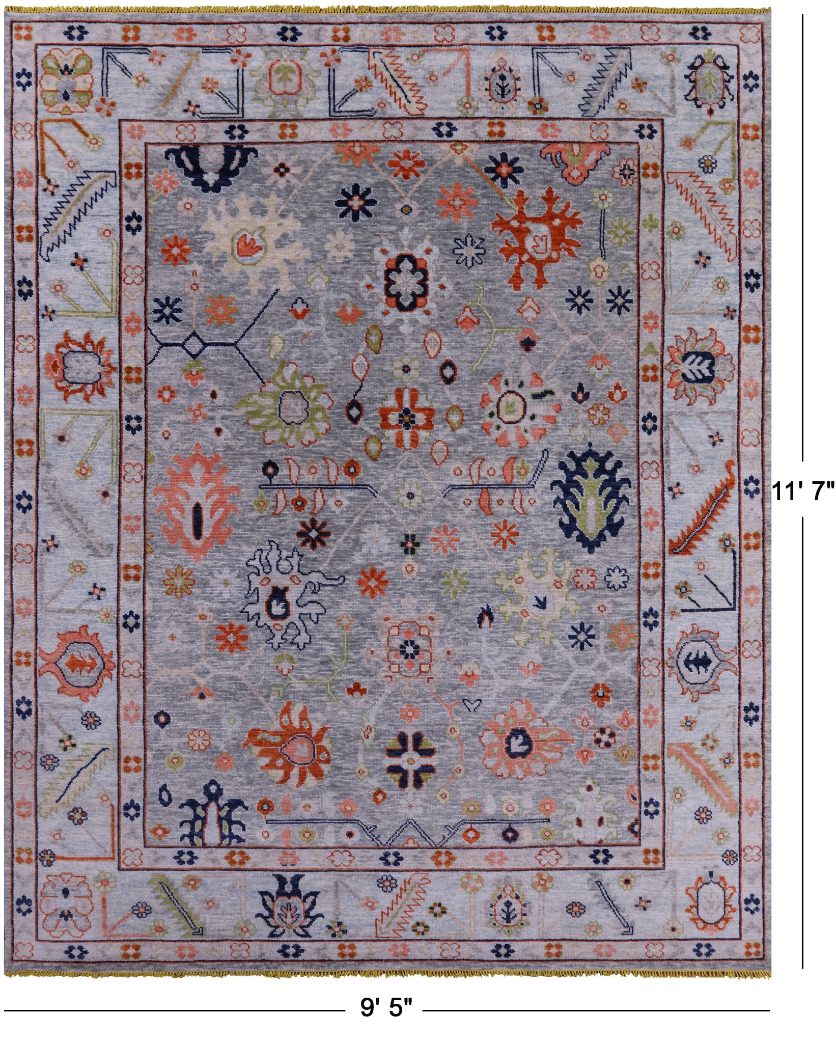 Grey Turkish Oushak Handmade Wool Rug - 9' 5" X 11' 7" - Golden Nile