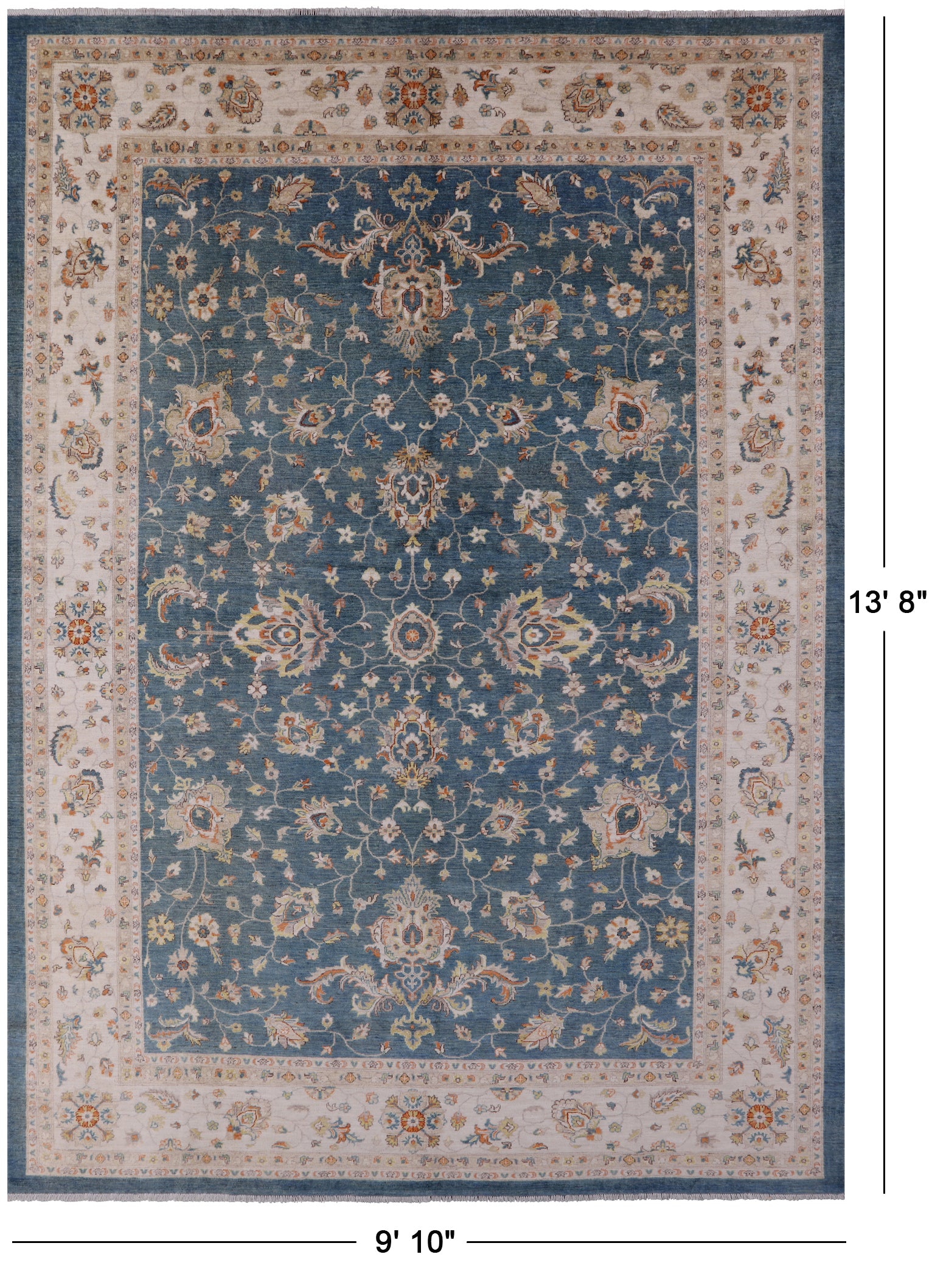 Peshawar Handmade Wool Rug - 9' 10" X 13' 8" - Golden Nile
