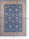 Blue Peshawar Hand Knotted Wool Rug - 10' 2" X 13' 10" - Golden Nile