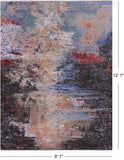 Abstract Modern Hand Knotted Wool & Silk Rug - 9' 1" X 12' 1" - Golden Nile