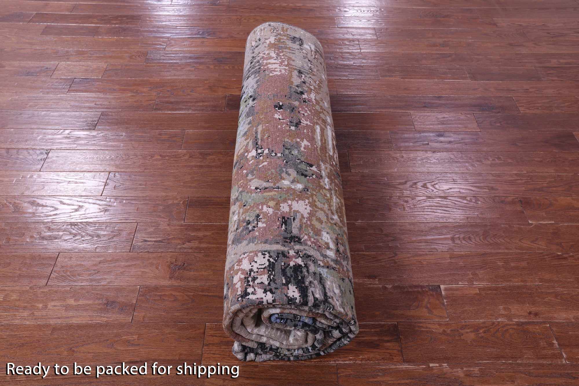 Abstract Contemporary Hand Knotted Wool & Silk Rug - 9' 0" X 12' 1" - Golden Nile