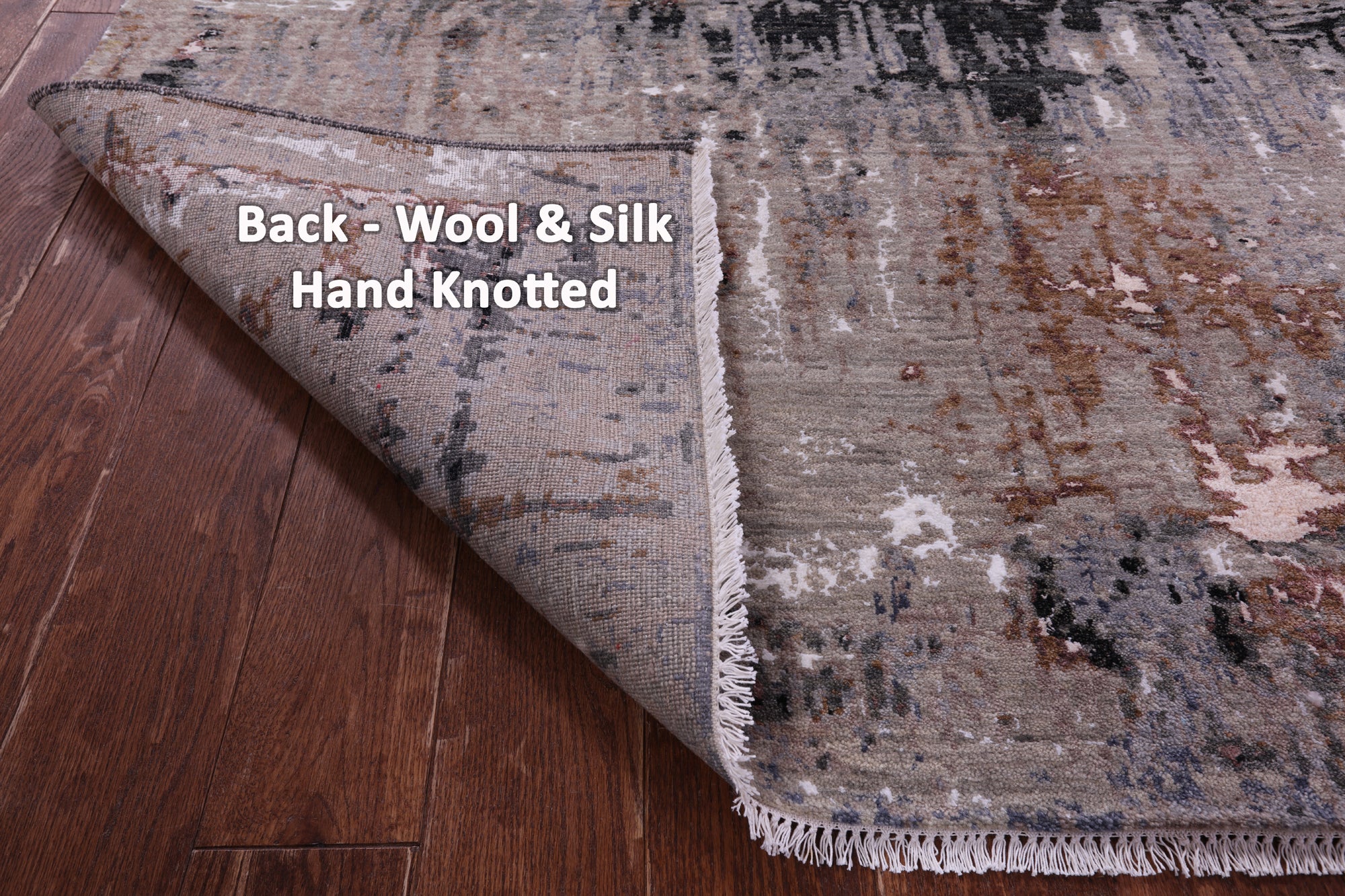 Abstract Contemporary Hand Knotted Wool & Silk Rug - 9' 0" X 12' 1" - Golden Nile