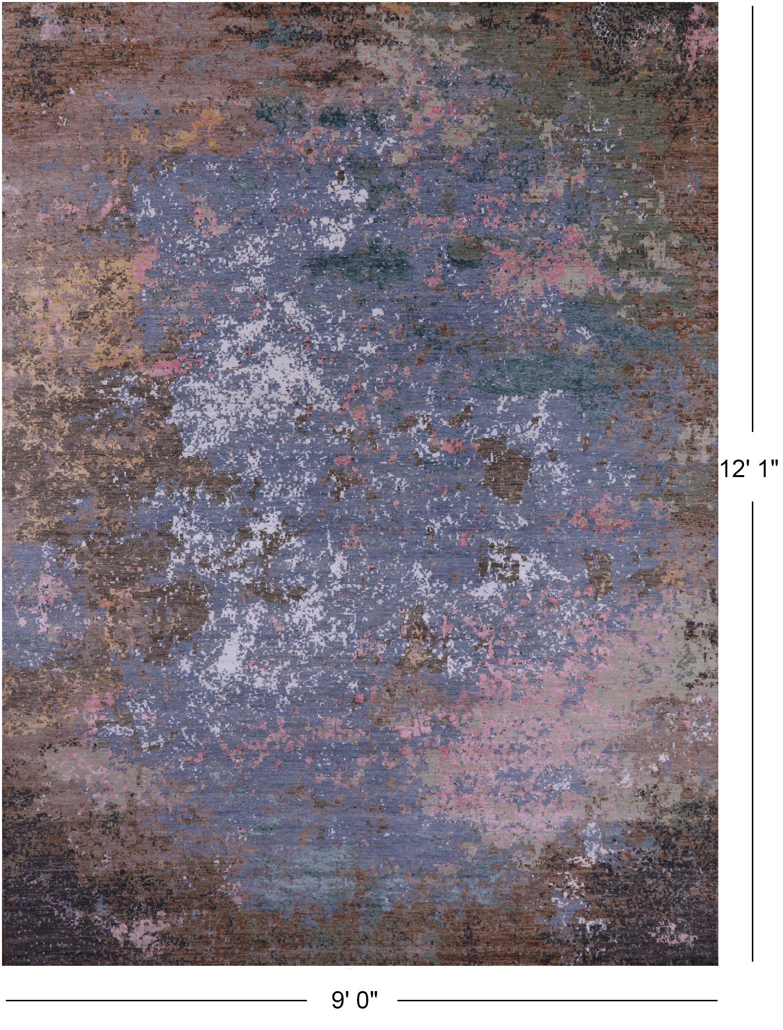 Abstract Contemporary Hand Knotted Wool & Silk Rug - 9' 0" X 12' 1" - Golden Nile