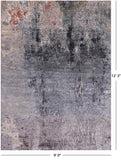 Abstract Contemporary Hand Knotted Wool & Silk Rug - 9' 0" X 12' 3" - Golden Nile