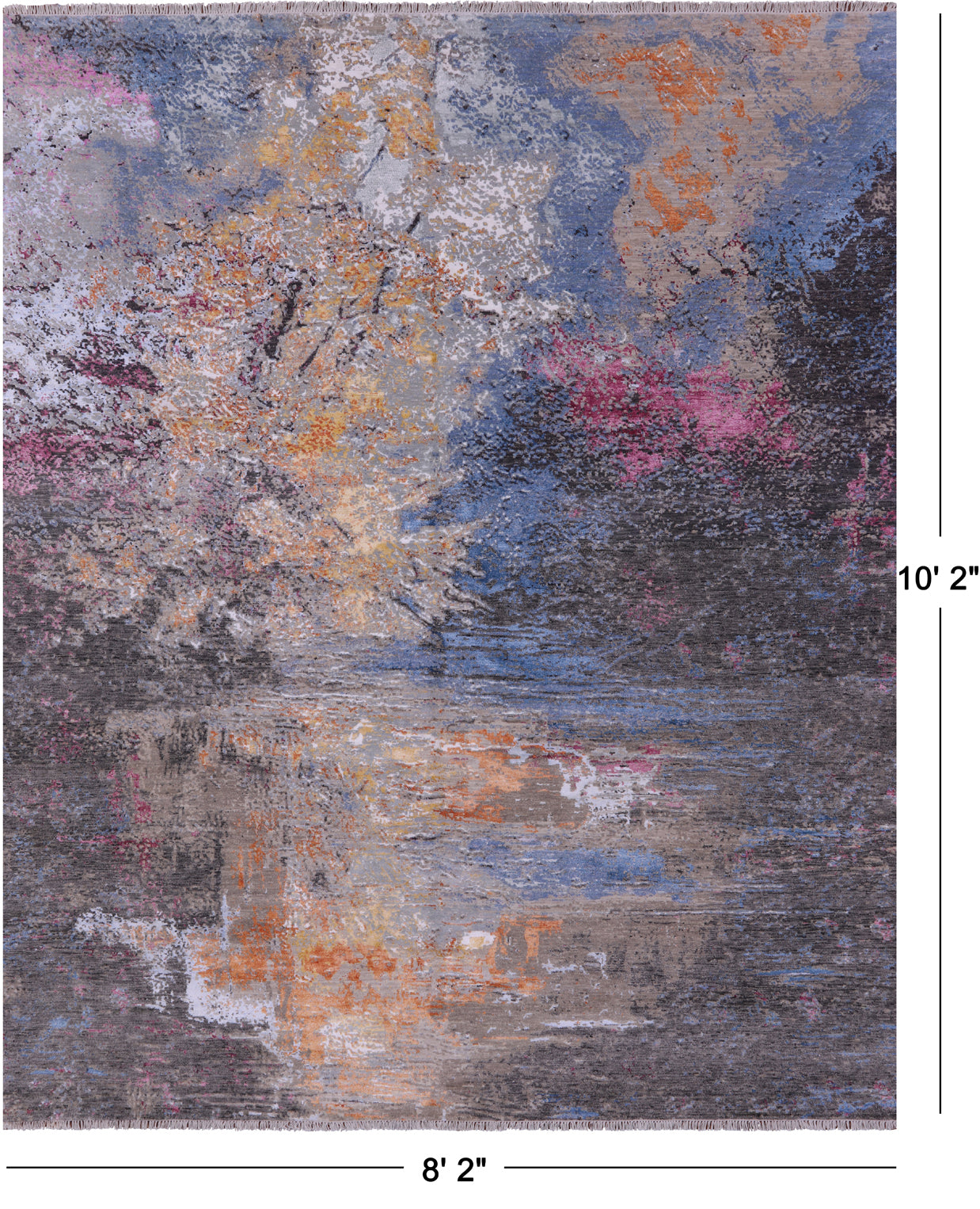 SUPER SALE Abstract Contemporary Hand Knotted Wool & Silk Rug - 8' 2" X 10' 2"
