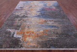 SUPER SALE Abstract Contemporary Hand Knotted Wool & Silk Rug - 8' 2" X 10' 2"