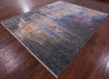 SUPER SALE Abstract Contemporary Hand Knotted Wool & Silk Rug - 8' 2" X 10' 2"