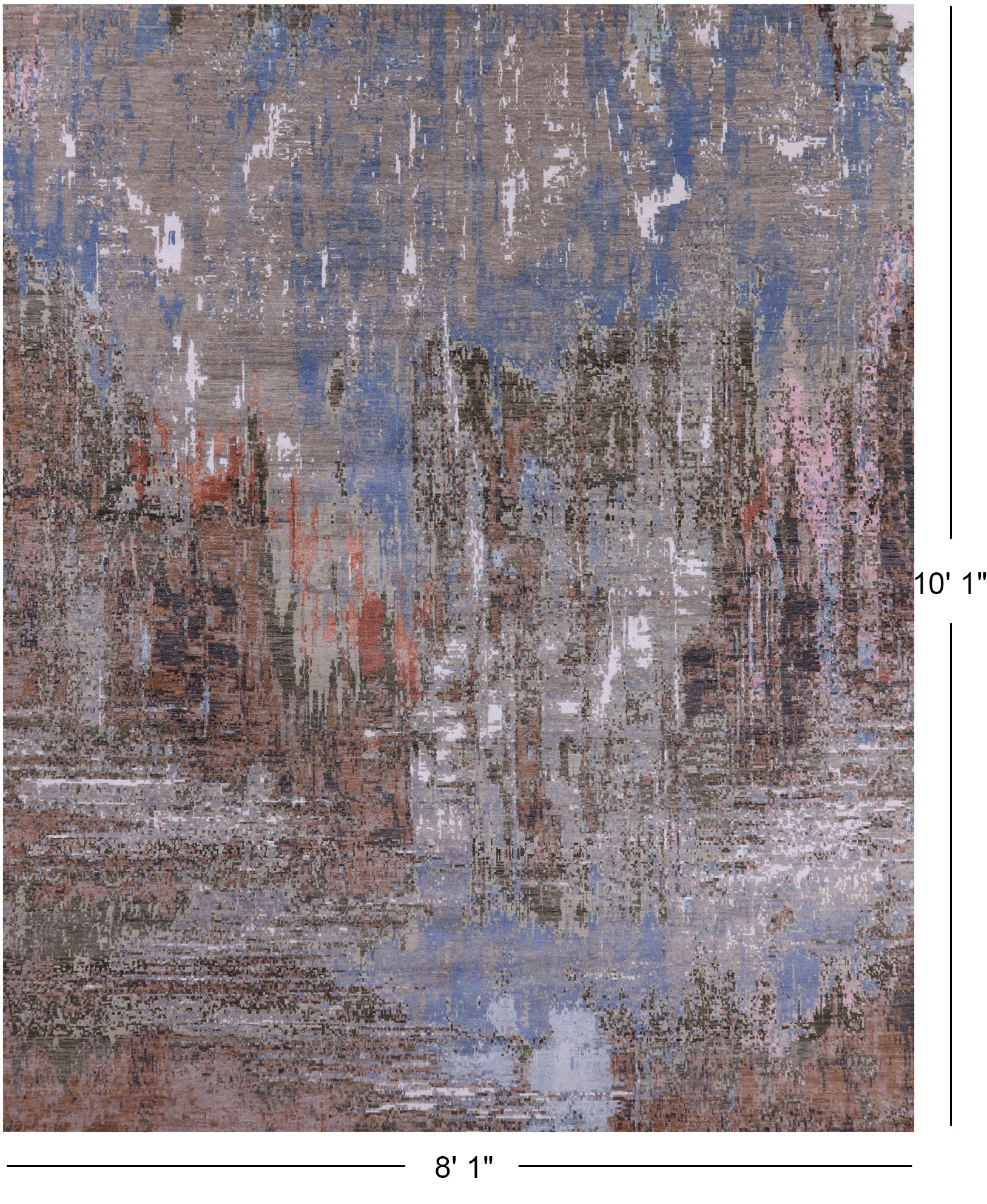 Abstract Contemporary Hand Knotted Wool & Silk Rug - 8' 1" X 10' 1" - Golden Nile
