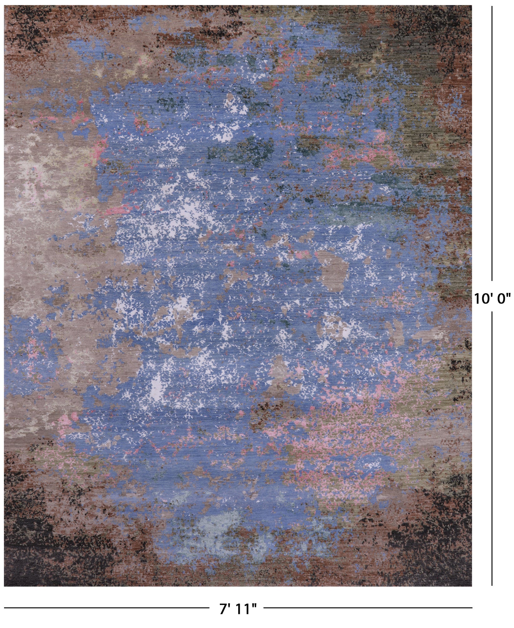 Abstract Modern Hand Knotted Wool & Silk Rug - 7' 11" X 10' 0" - Golden Nile